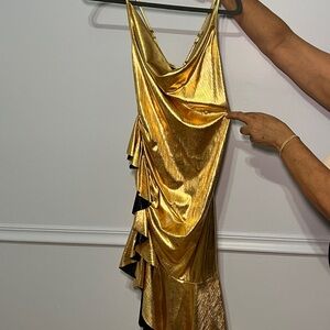Gold Metallic Draped Dress